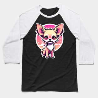 Chihuahua Dog Illustration Baseball T-Shirt